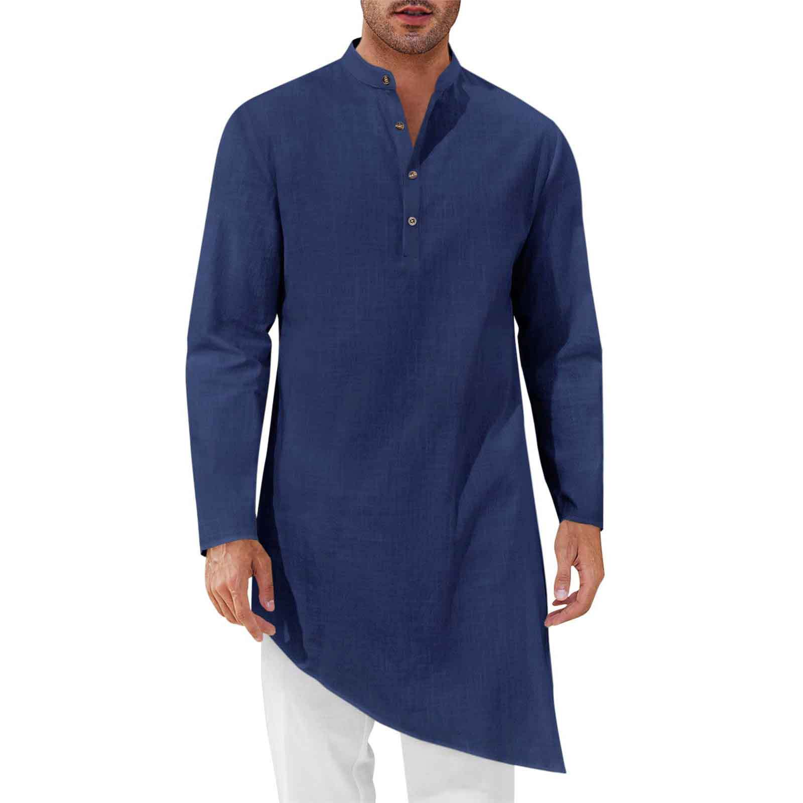 Kurta Men Cotton - Chemises longues minimalistes pour hommes, robe