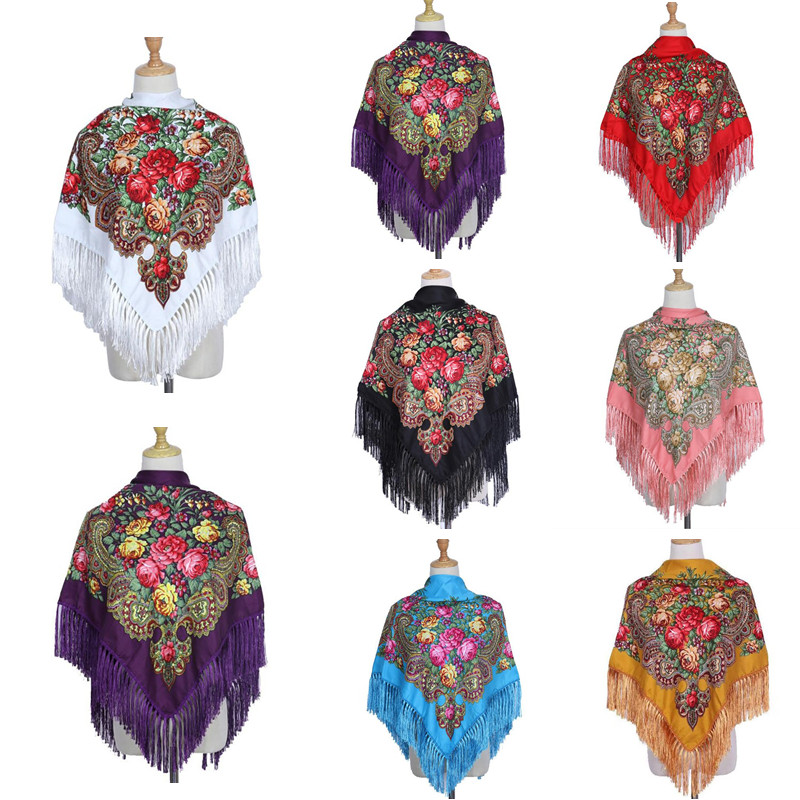 Ethnic Boho Fashion - Écharpe imprimée rétro pour femme, châle