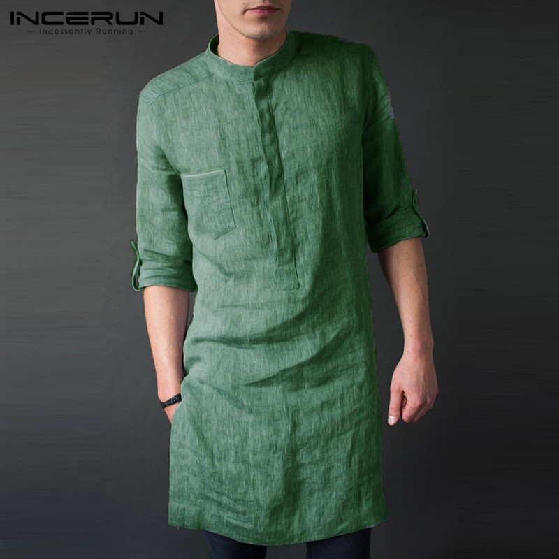 Kurta Men Cotton - INCERUN-T-shirt à Manches sulfpour Homme, Vêtement