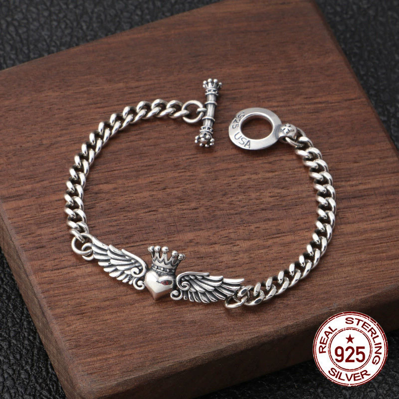 Ethnic Fashion Trend - Bracelet en argent sterling S925, couronne