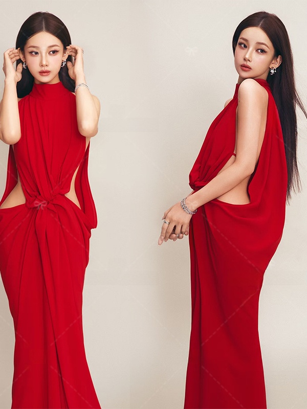 Ethnic Fashion Photography - Robe de photographie de portrait rouge,