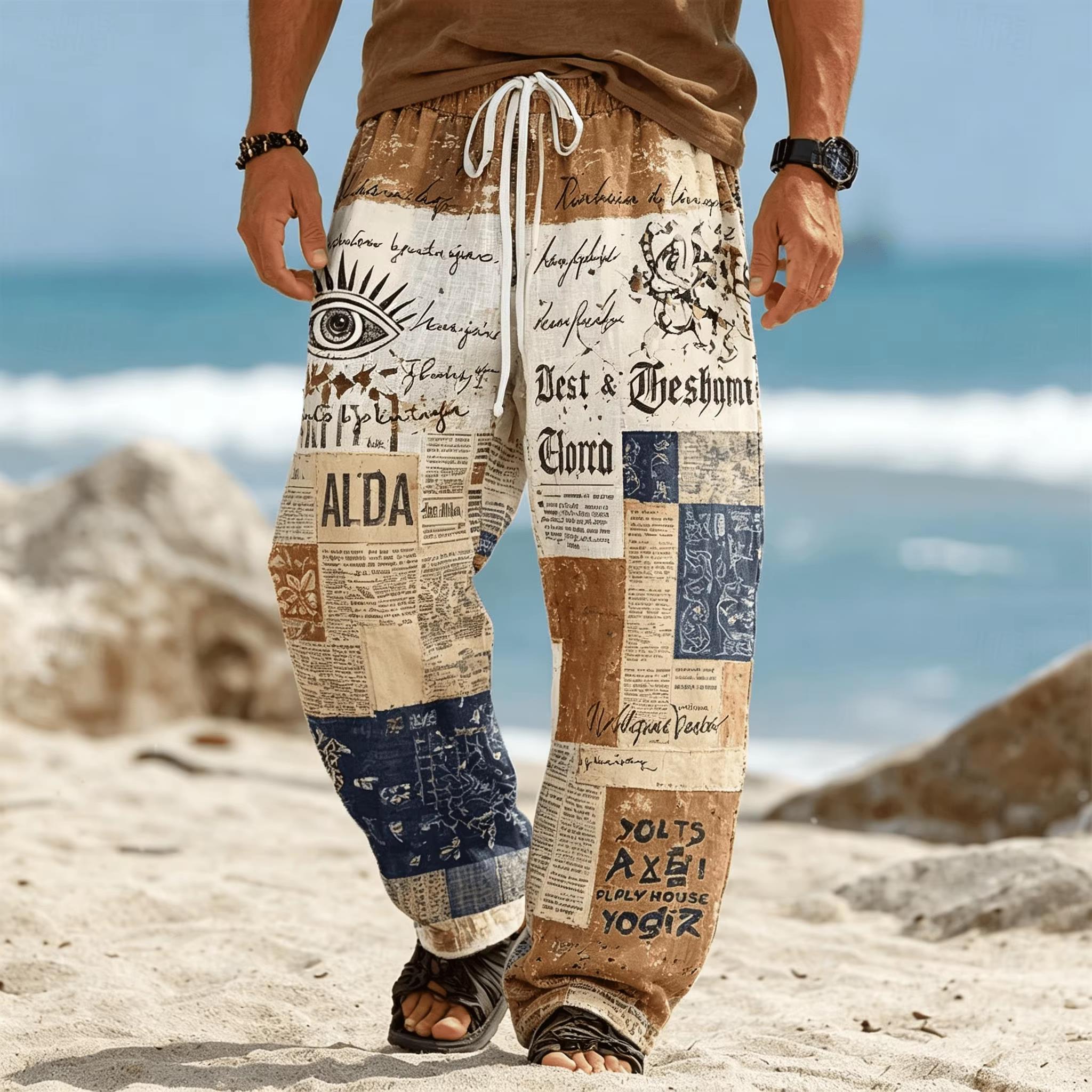 Ethnic Boho Fashion - Pantalon ample à jambe droite de