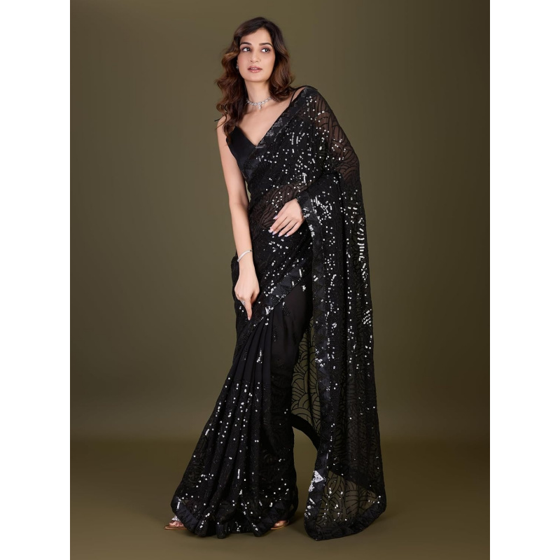 Sari en Georgette brodé de seq - Saree Georgette Women avis et prix