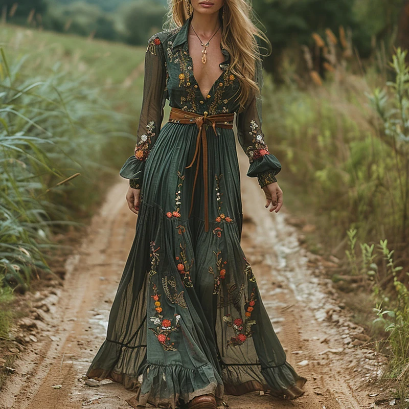 Robe longue à imprimé Floral p - Ethnic Boho Fashion avis et prix