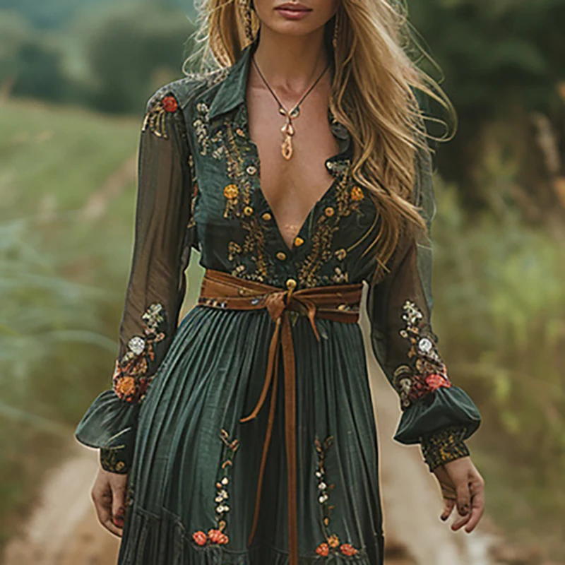 Robe longue à imprimé Floral p - Ethnic Boho Fashion avis et prix