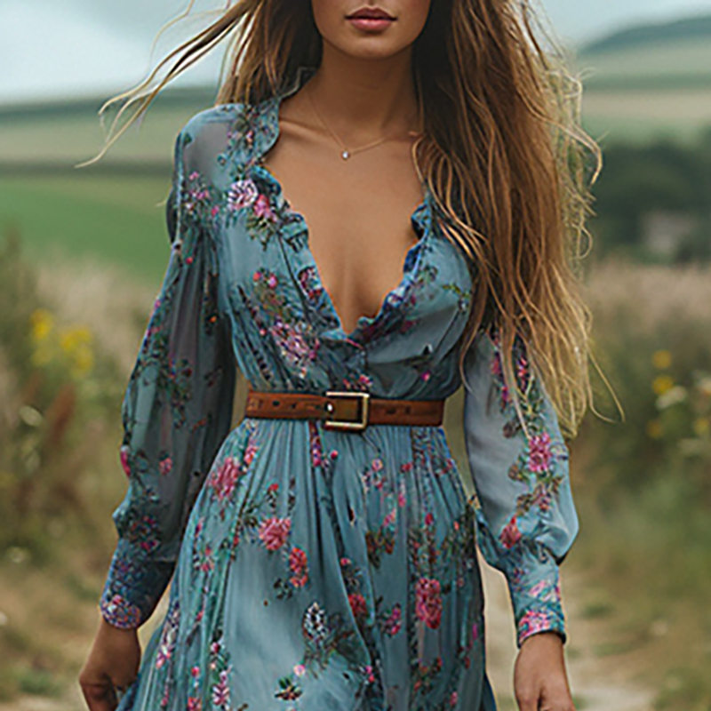 Robe longue vintage à imprimé  - Ethnic Boho Fashion avis et prix