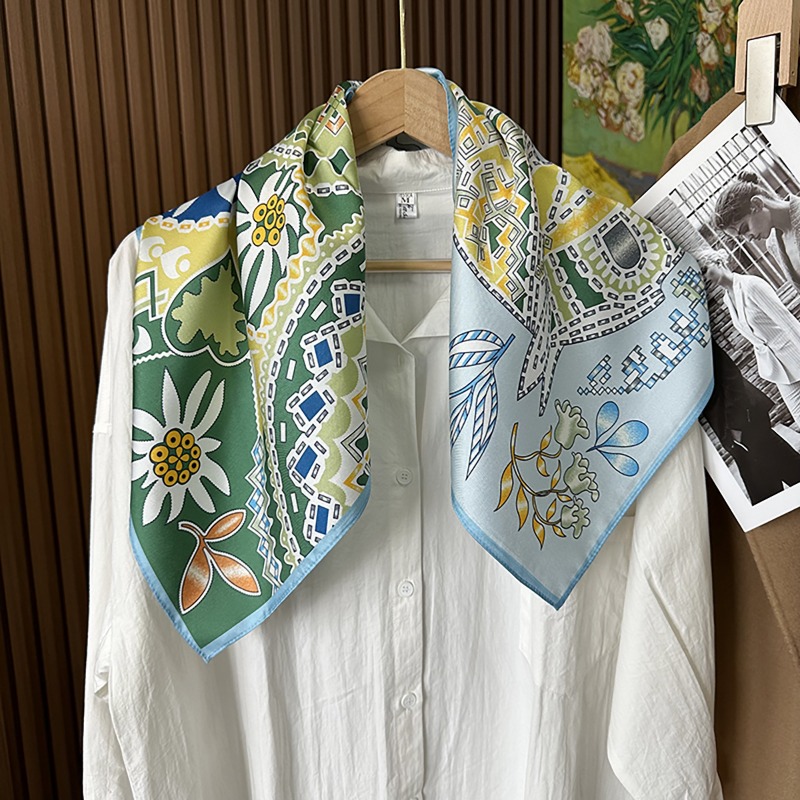 Foulard carré vert bohème moti - Ethnic Boho Fashion avis et prix