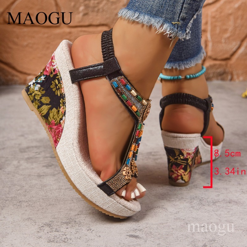 Sandales compensées bohèmes à  - Ethnic Boho Fashion avis et prix